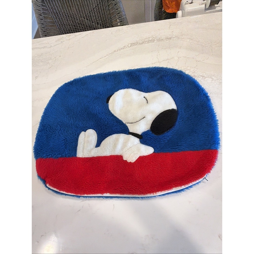 Vintage Snoopy Peanuts Plush Zipper Pillow Napper Red Blue 50% Olefin USA